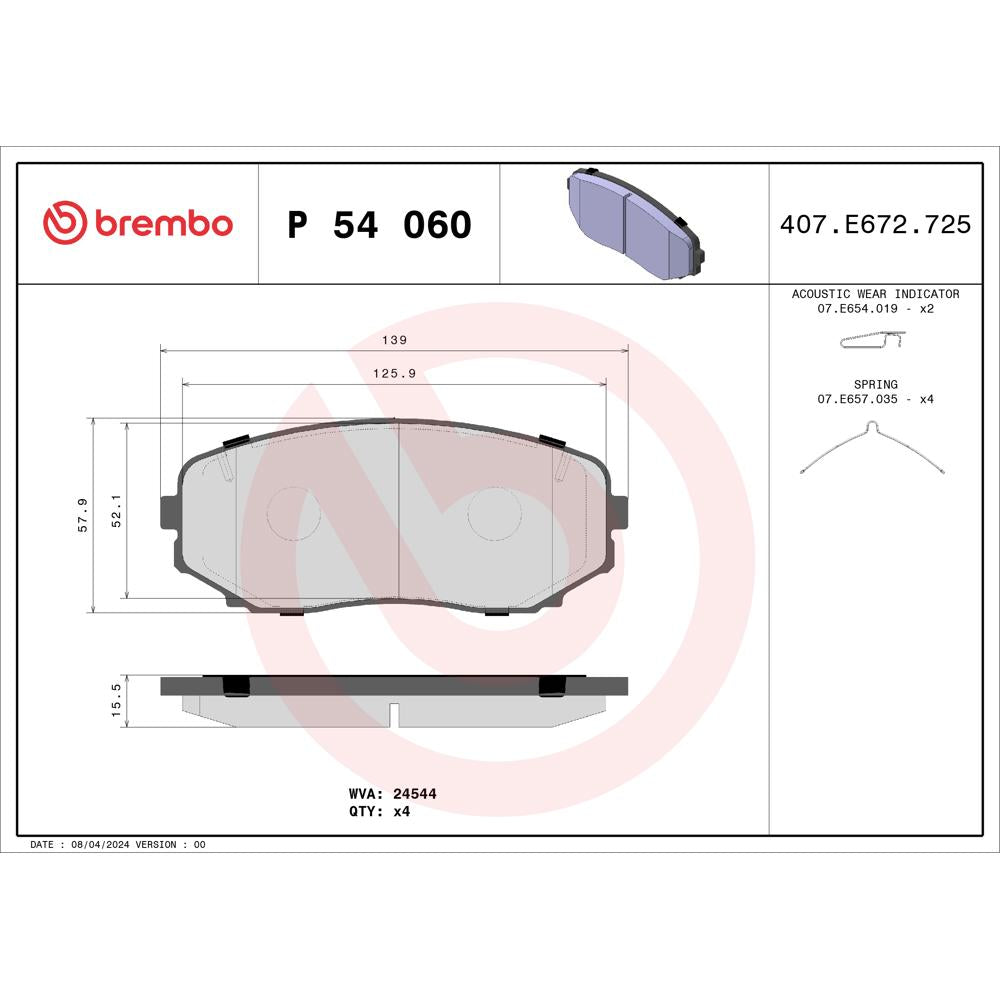 Set placute frana Brembo P 54 060
