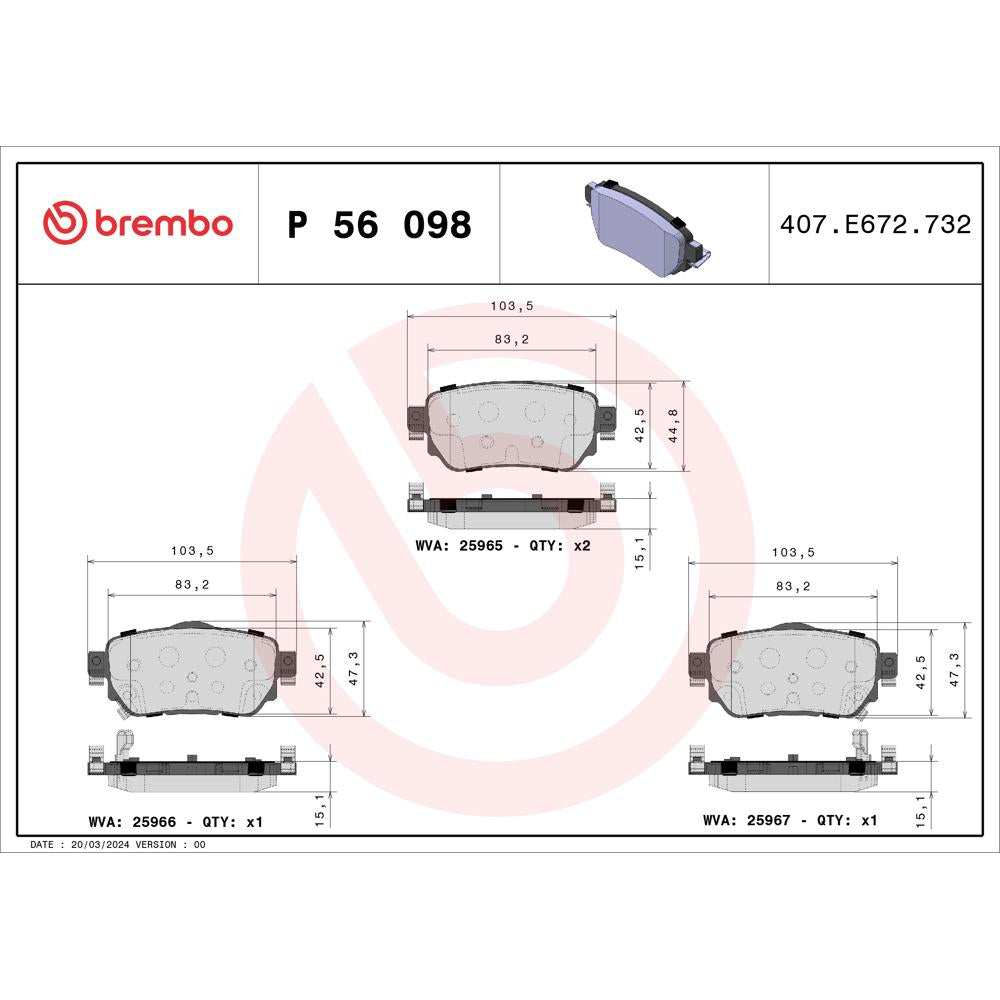 Set placute frana Brembo P 56 098