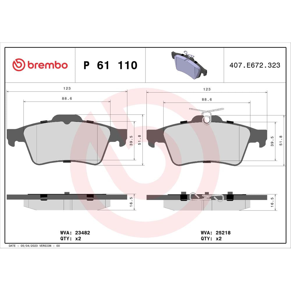 Set placute frana Brembo P 61 110