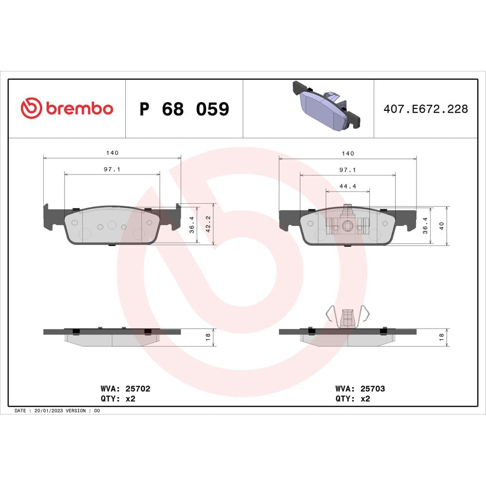 Set placute frana Brembo P 68 059
