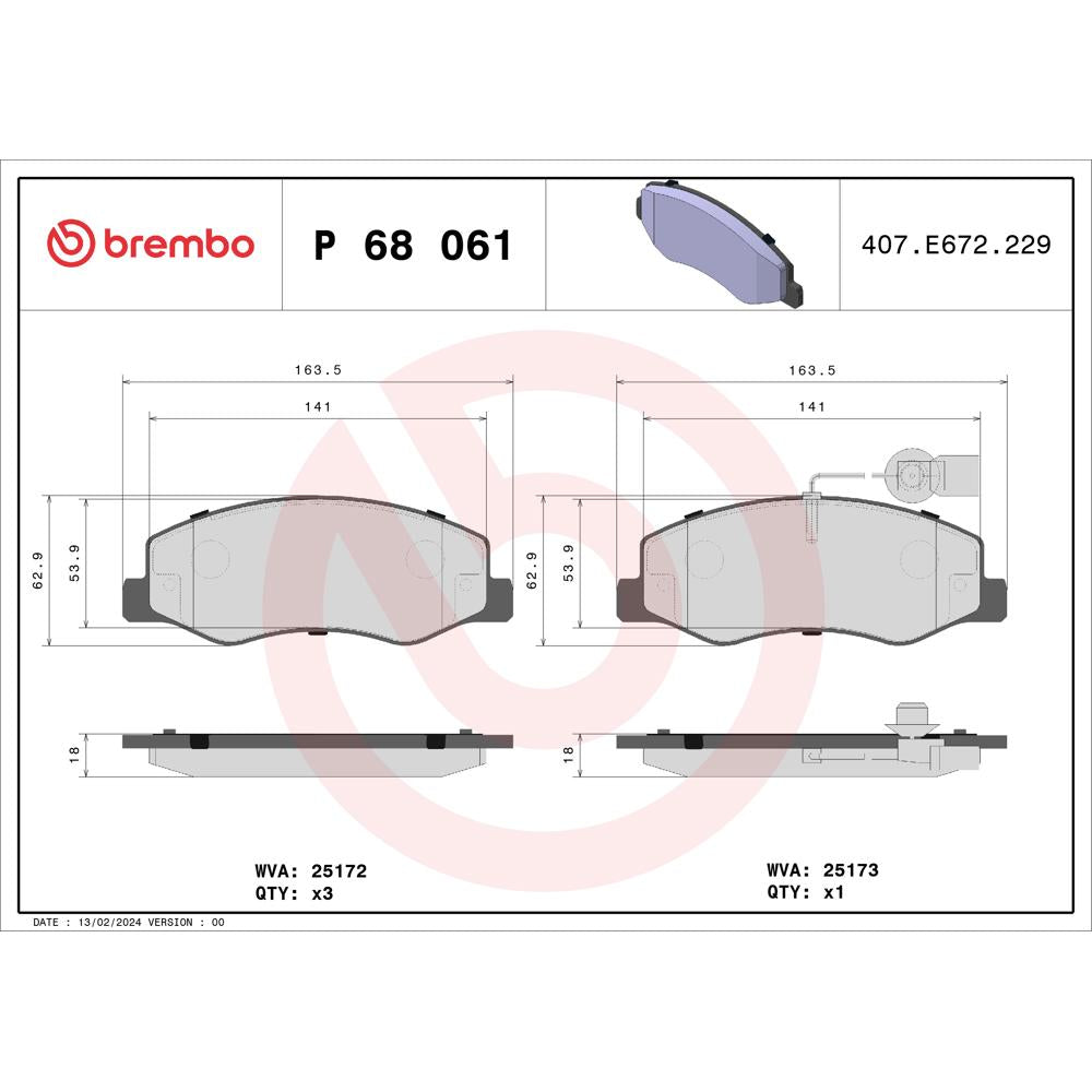 Set placute frana Brembo P 68 061