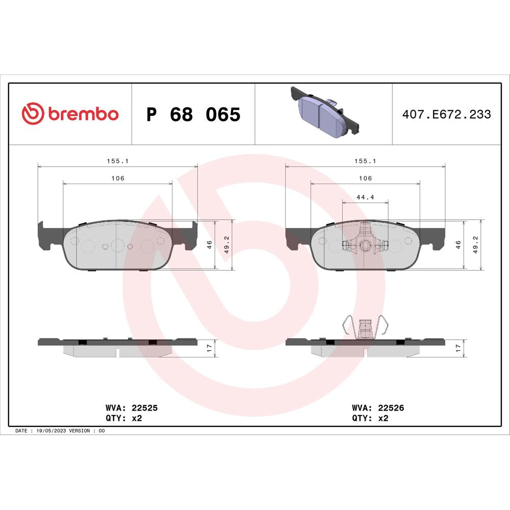 Set placute frana Brembo P 68 065