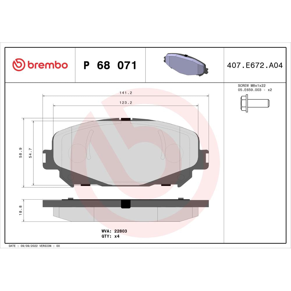 Set placute frana fata Brembo P 68 071