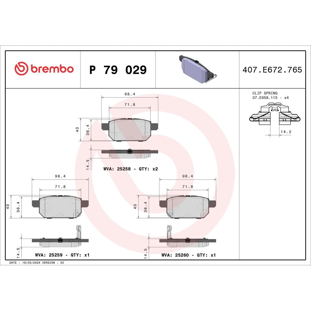 Set placute frana Brembo P 79 029