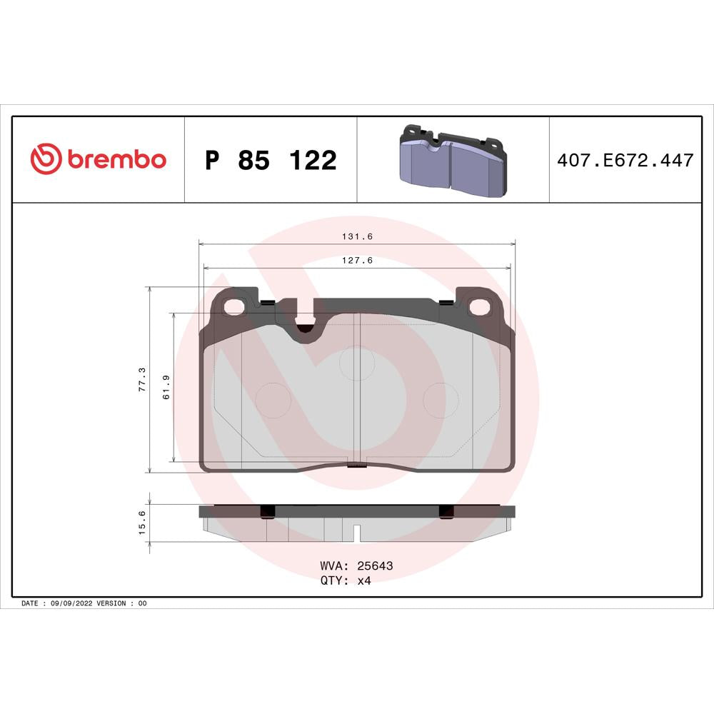 Set placute frana fata Brembo P 85 122