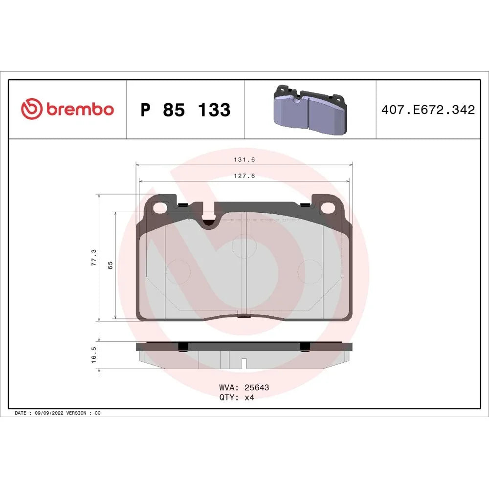 Set placute frana fata Brembo P 85 133