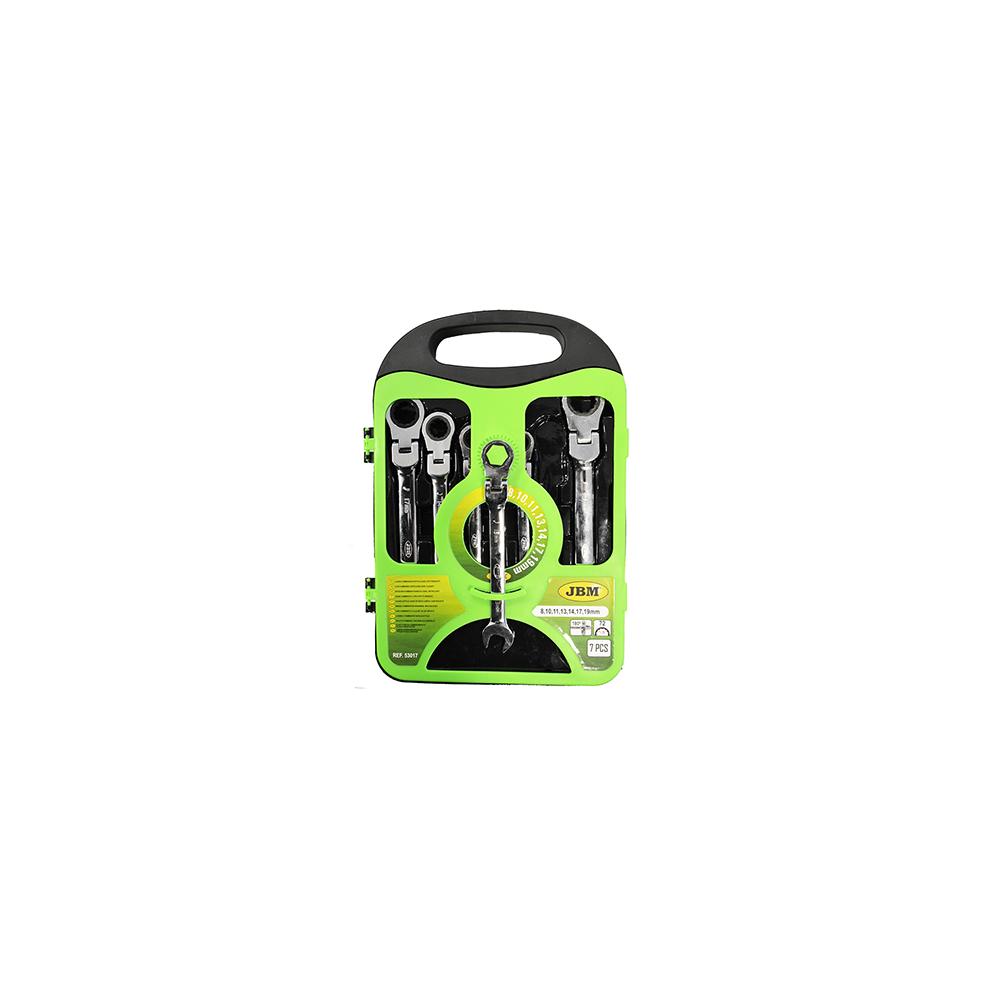 Set de 7 chei combinate cu clichet si cap rotativ Jbm 53017