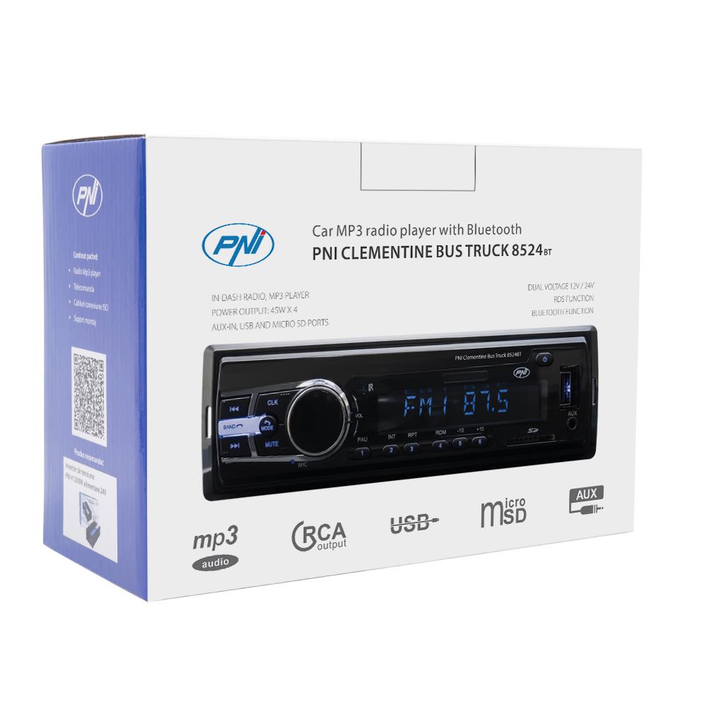 Radio MP3 player auto Pni clementine bus truck 8524BT rds 4X45W 12V/24V cu sd, USB, aux, rca si bluetooth PNI-8524BT