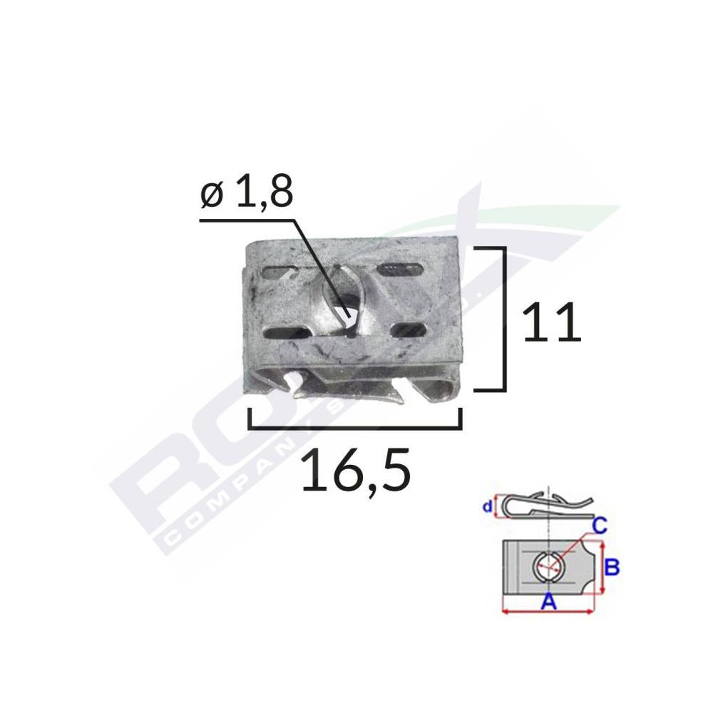 Clema fixare elemente motor pentru grup vag 1.8X16.5X11MM set 10 buc Romix C60580