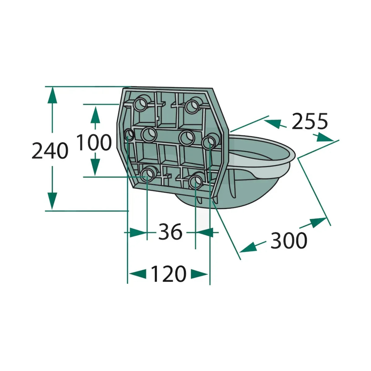 Schita dimensiuni Adapatoare Mod. 12P-MS½" verde SUEVIA 330SU1000120