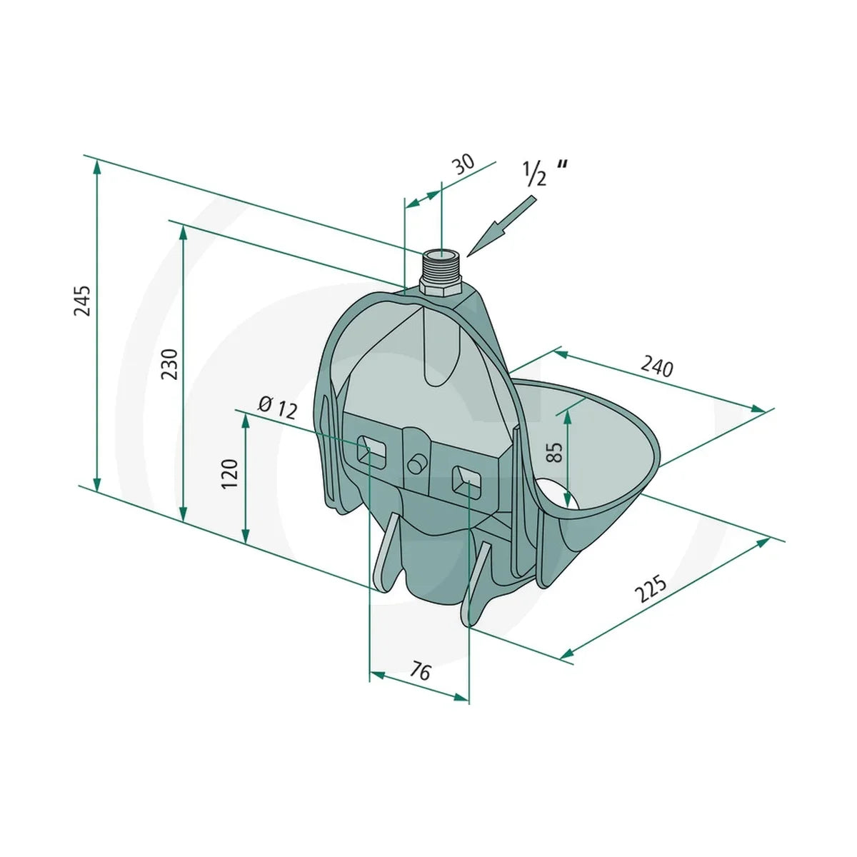 Schita dimensiuni Adapatoare model 10P-MS 1/2" SUEVIA 330SU1000010