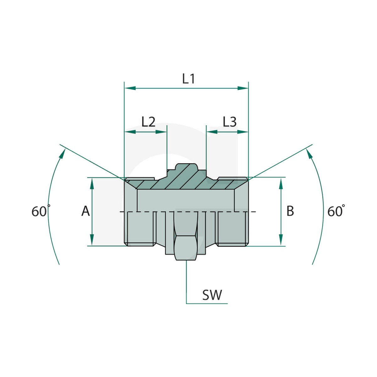 Schita dimensiuni Adaptor drept GA 1/2 M-BSP x 1/2 M-BSP GRANIT 81516004