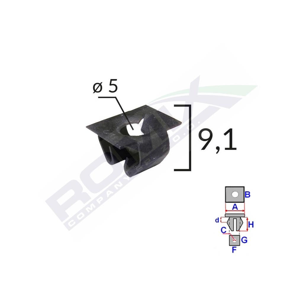 Clips tapiterie pentru grup vag Audi Mercedes - negru set 10 buc Romix 16305