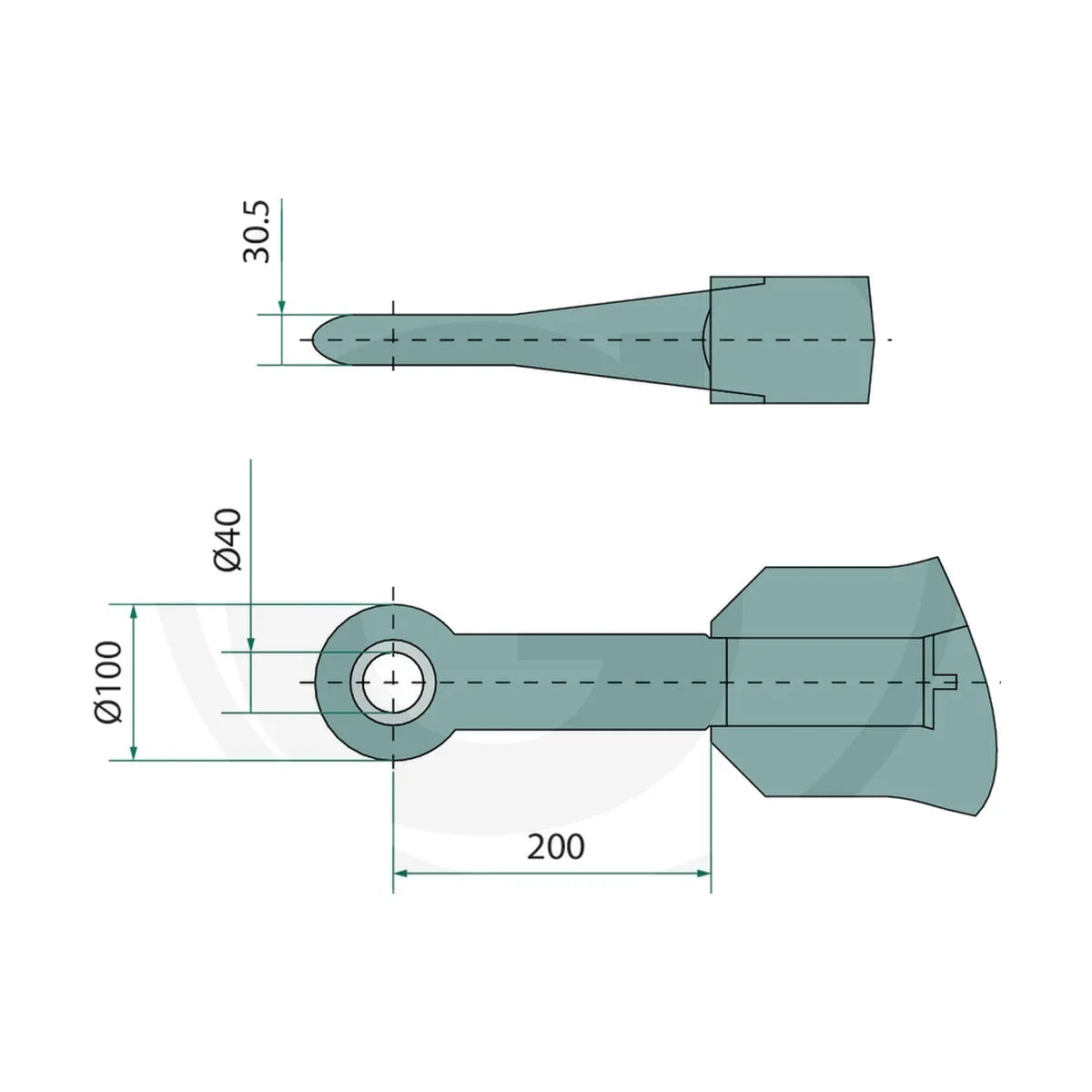 Schita dimensiuni Bara de remorcare GNZ 27 2200 x 1100 mm pentru HW 60 / HW 80 Bucsa elastica JOST 35740860000 – 2