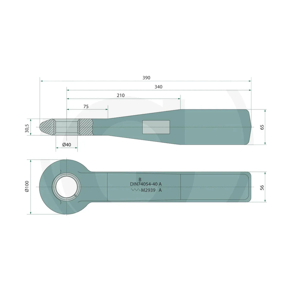 Schita dimensiuni Bare tractare orificiu-Ø 40 mm GRANIT 22084006