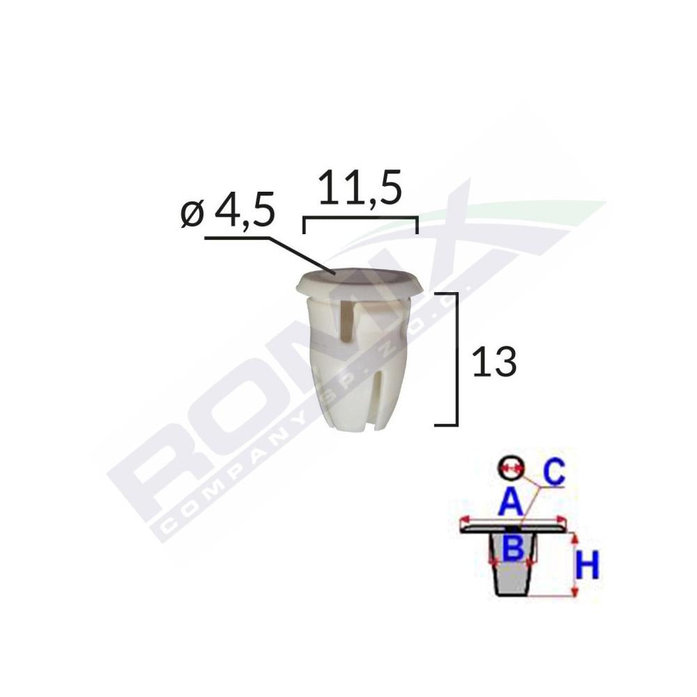 Clips fixare prag pentru Mercedes 11.5X13MM - alb set 25 buc Romix A82019