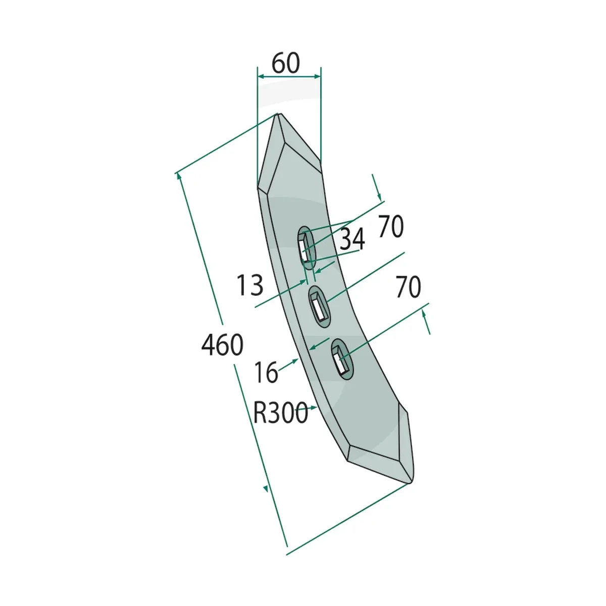 Schita dimensiuni Brazdar cultivator ingust reversibil 512x65x16mm compatibil Köckerling GRANIT 180101.IND-9003
