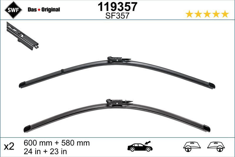 Set lamela stergator SWF Wiper FB OE LHD 600/580 mm 119357