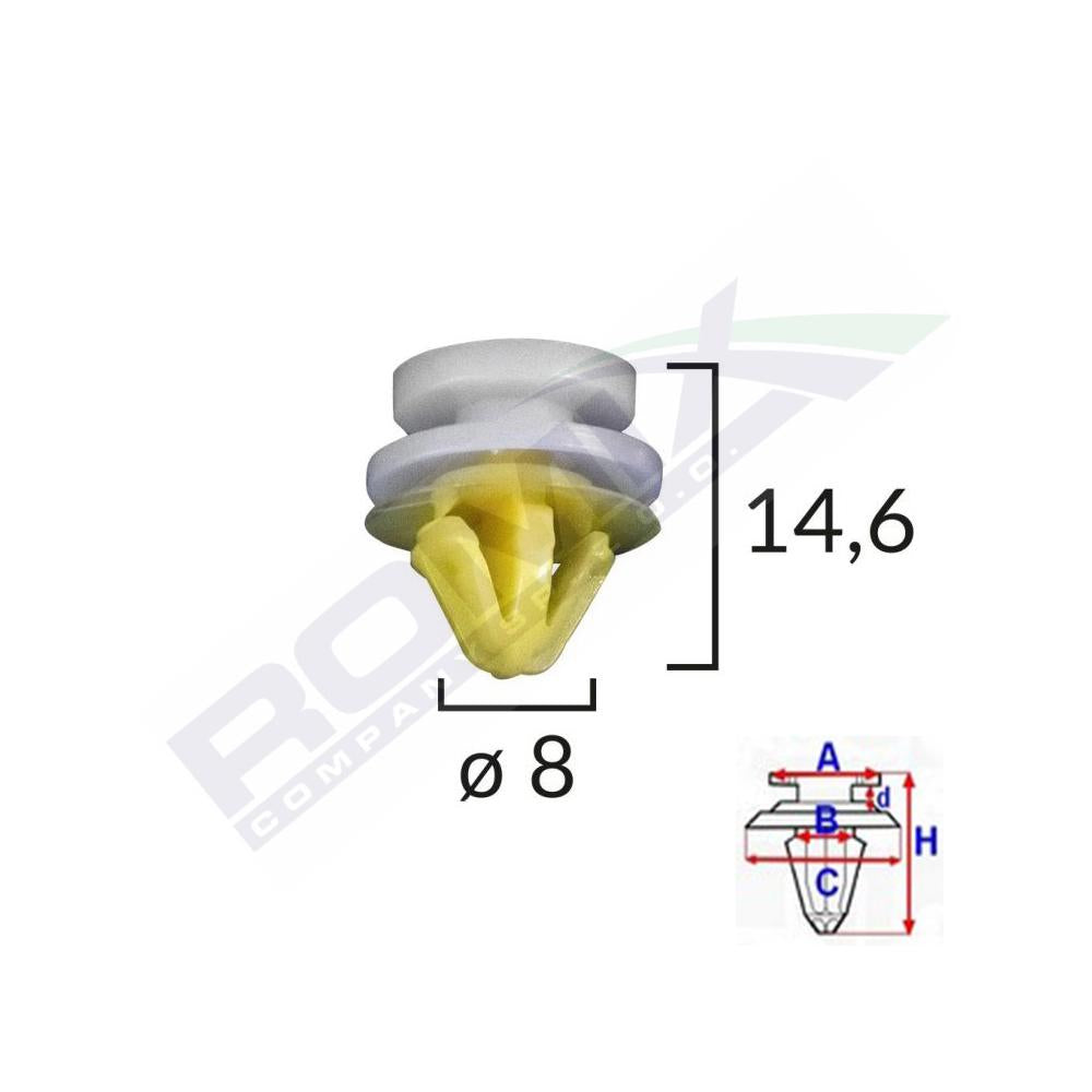 Clips tapiterie pentru land rover Opel Renault 8X14.6MM - alb set 10 buc Romix C30141