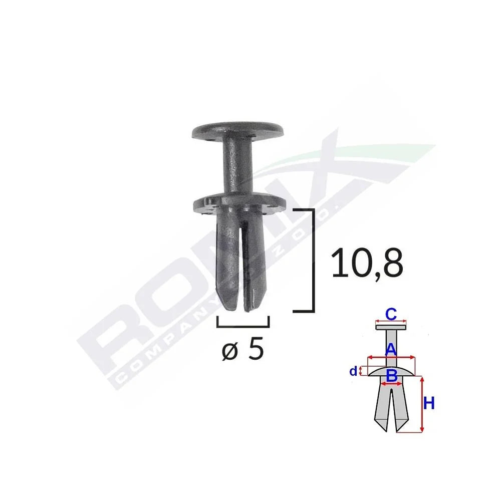 Clips fixare pentru grup vag 5X10.8MM negru - set 10 buc Romix C70300 – imagine 2