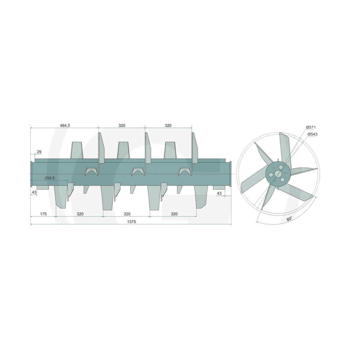 Schita dimensiuni Cilindru de presare 1450 mm compatibil Fortschritt T088 universal GRANIT 7550204027810