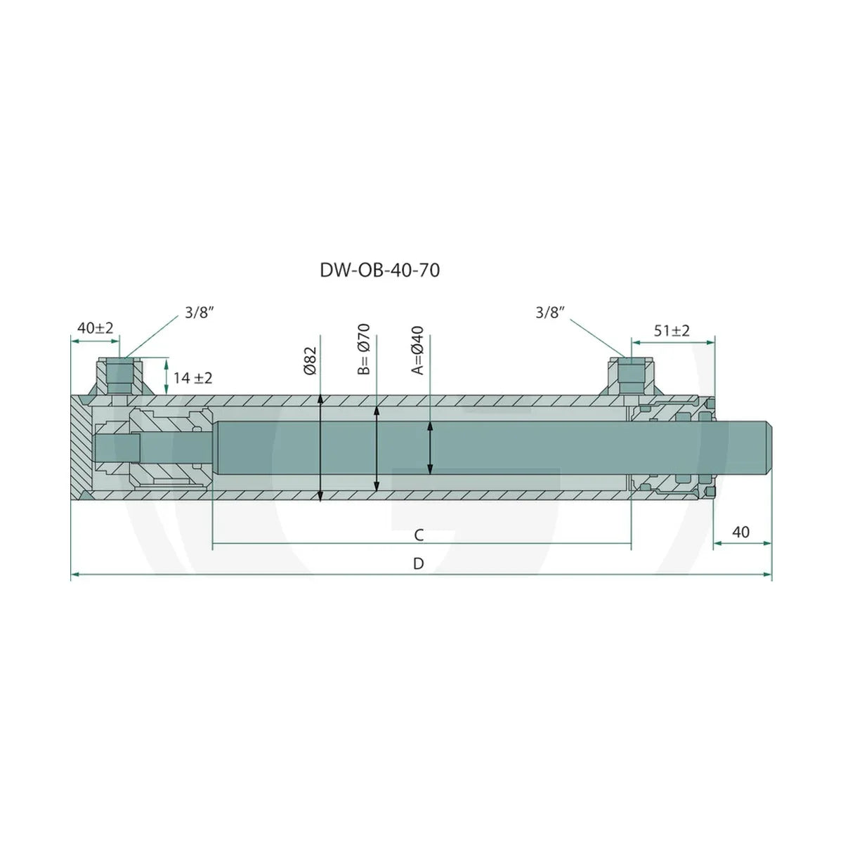 Schita dimensiuni Cilindru-DW-OB-40-70-500 fara elemente de fixare GRANIT 8204075NE