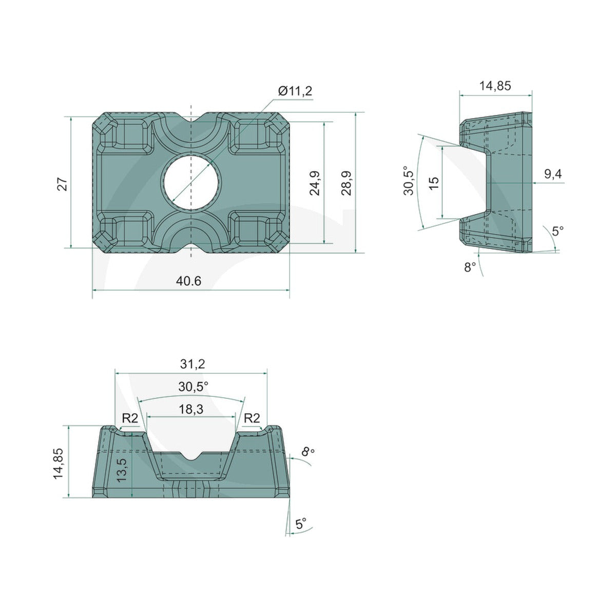 Schita dimensiuni Clema prindere GRANIT 7554-150235
