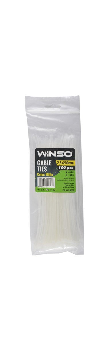 Coliere plastic 2,5x200 Alb - Set 100 buc Winso 125200