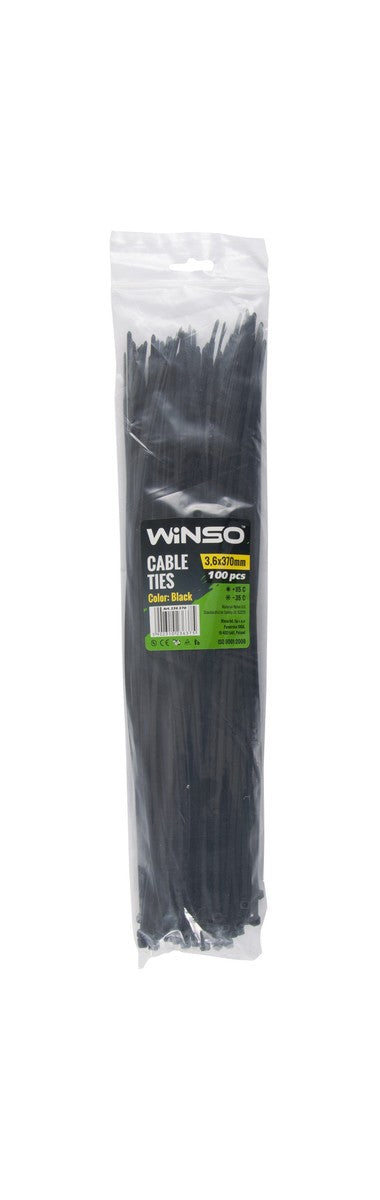 Coliere plastic 3,6x370 Negru - Set 100 buc Winso 236370