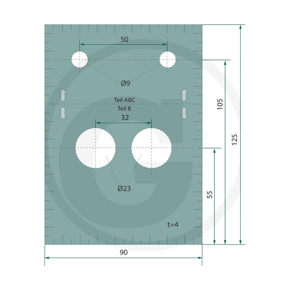 Schita dimensiuni Consola de prindere WABCO 8284528021004