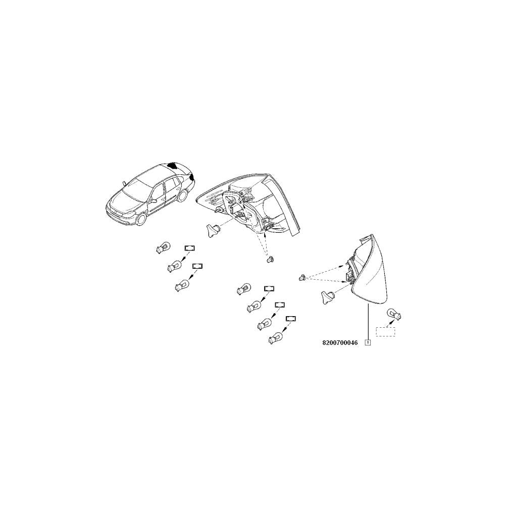 Semnalizator spate stg. symbol Renault 8200700046