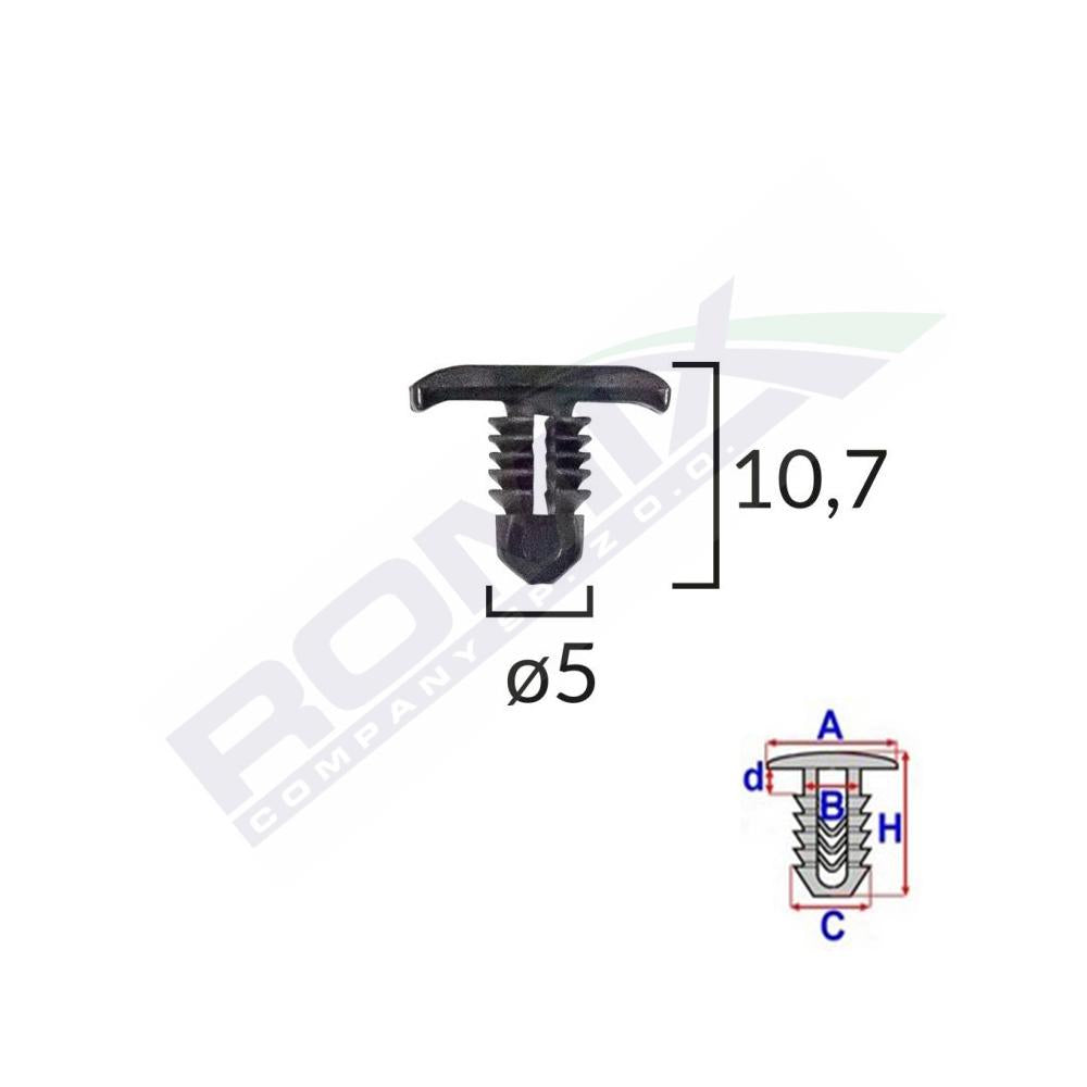 Clips tip garnitura pentru seat/vw 5X10.7MM - negru set 25 buc Romix A14720