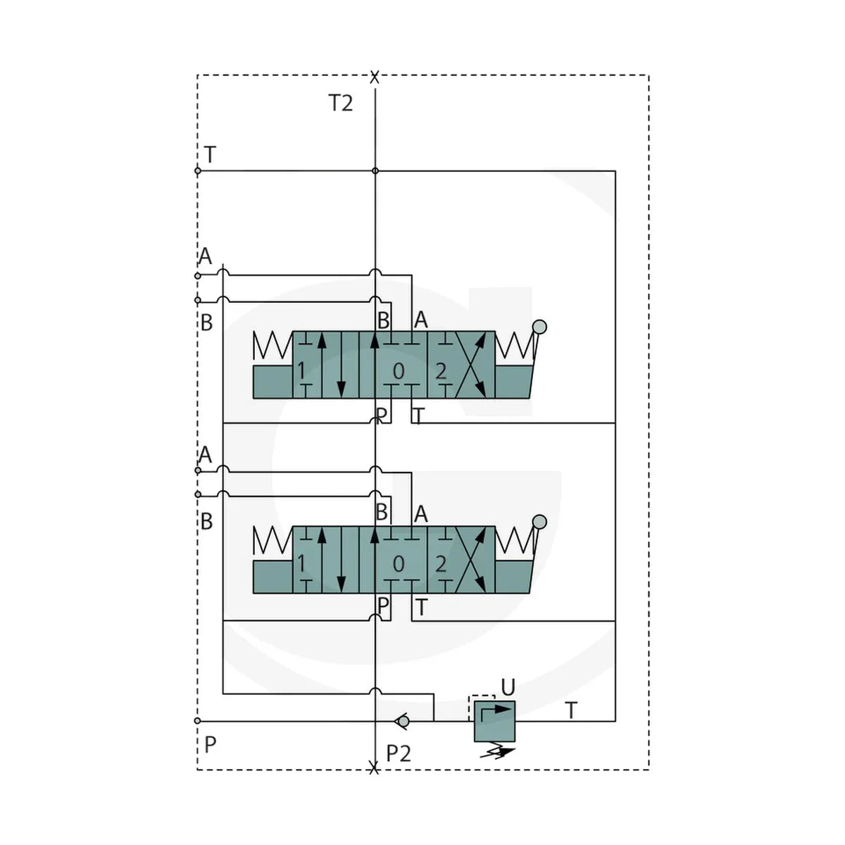 Schita dimensiuni Distribuitor hidraulic BM 40/2 GU-2x MO-A1-T BLB 86503003 – 3