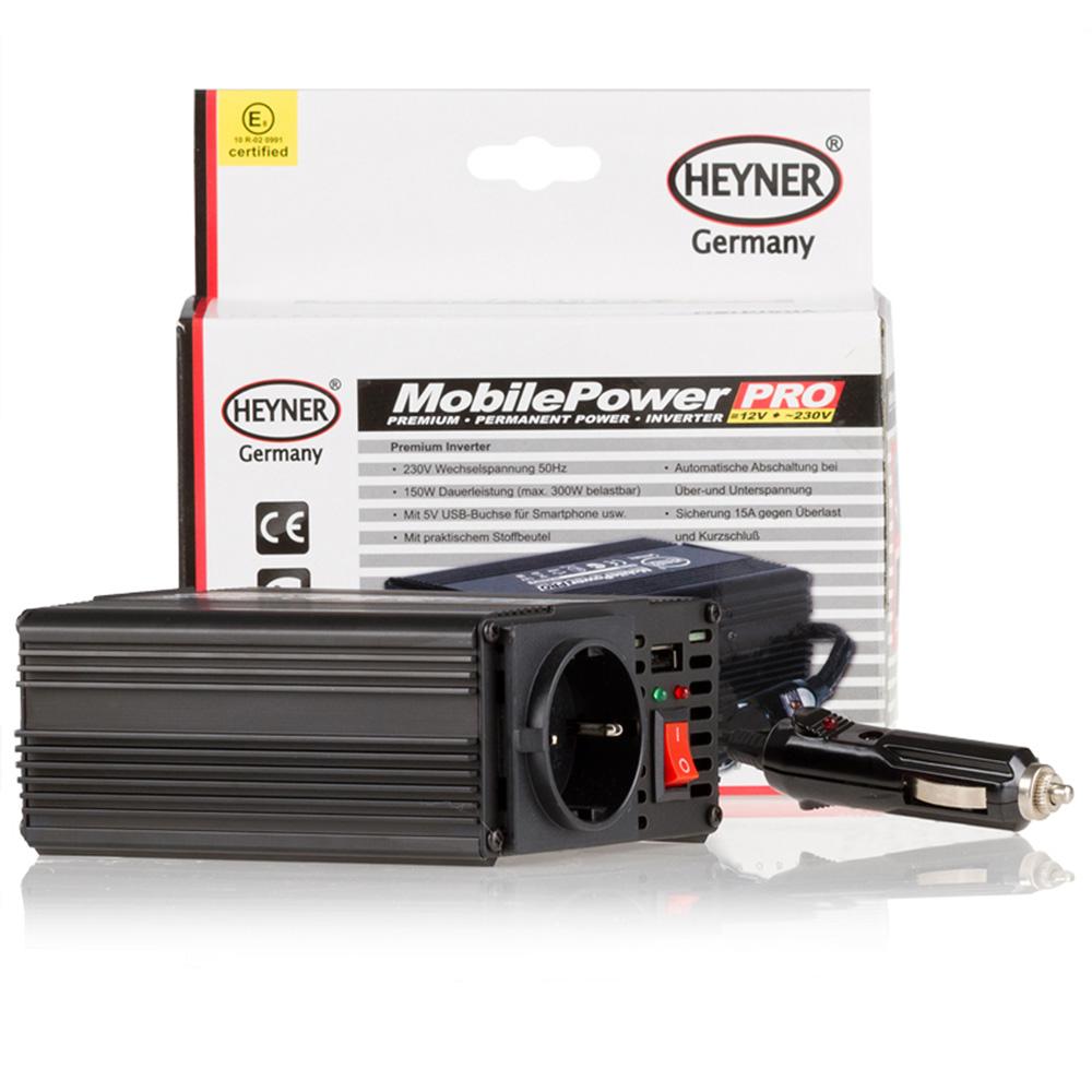 Invertor de tensiune Heyner premium pro 150-300W alimentare 12V iesire 230V cu USB 511900