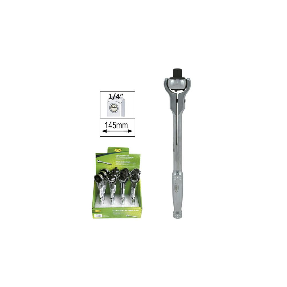 Clichet 72 dinti cu cap rotativ si maner metalic- 1/4` Jbm 51405