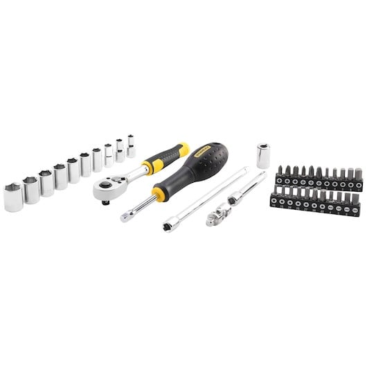 Set de clicheți cu 72 de dinți și chei tubulare STANLEY® 1/4 in., cu accesorii, 38 buc. STMT828281 – imagine 2