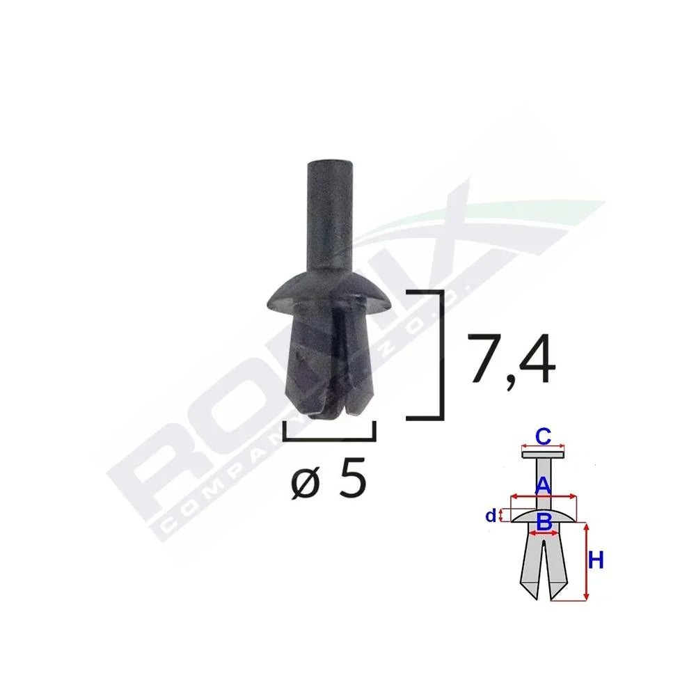 Clips fixare pentru audi/vw 5X7.4MM - negru set 25 buc Romix A175069 – imagine 2