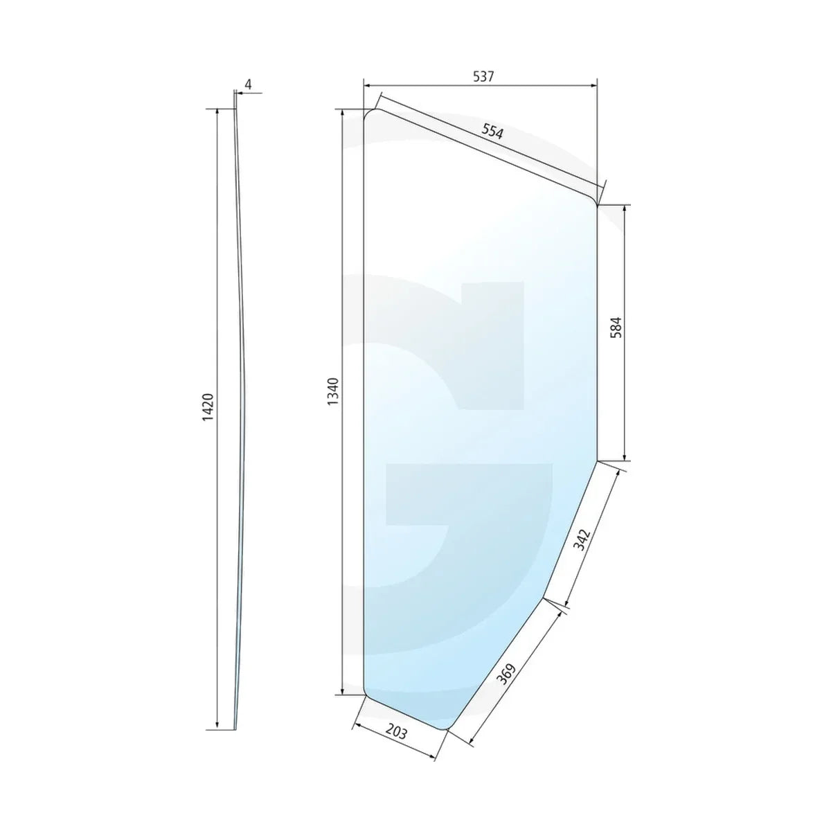 Schita dimensiuni Geam usa stanga Fiat verde GRANIT 650885878