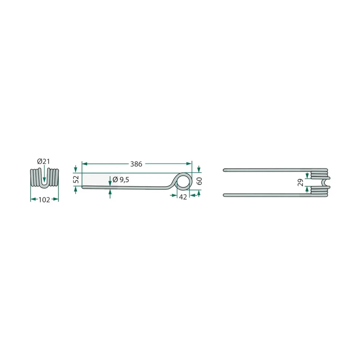 Schita dimensiuni Gheare elastice pentru Pöttinger GRANIT 525436140