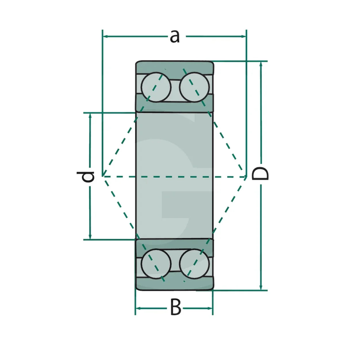 Schita dimensiuni Lagar cu bile canelate 30 x 62 x 23, 8 mm compatibil Väderstad GRANIT 18007 405814