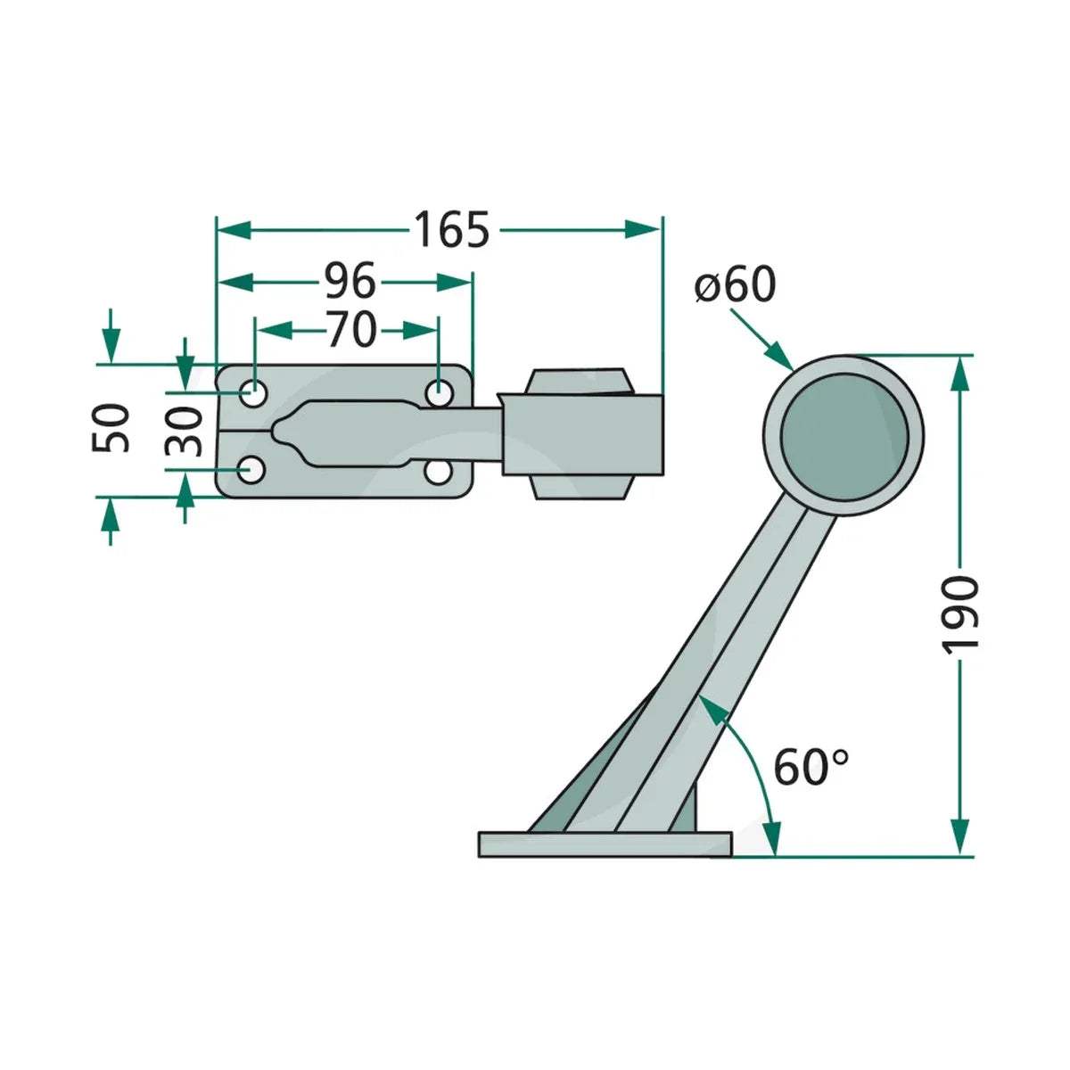 Schita dimensiuni Lampa de delimitare stanga / dreapta GRANIT 7070010335