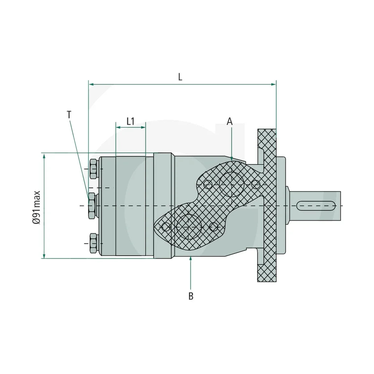 Schita dimensiuni Motor BMP 50cc D=25mm 1/2 compatibil Annovi Reverberi GRANIT 87000831 – 2