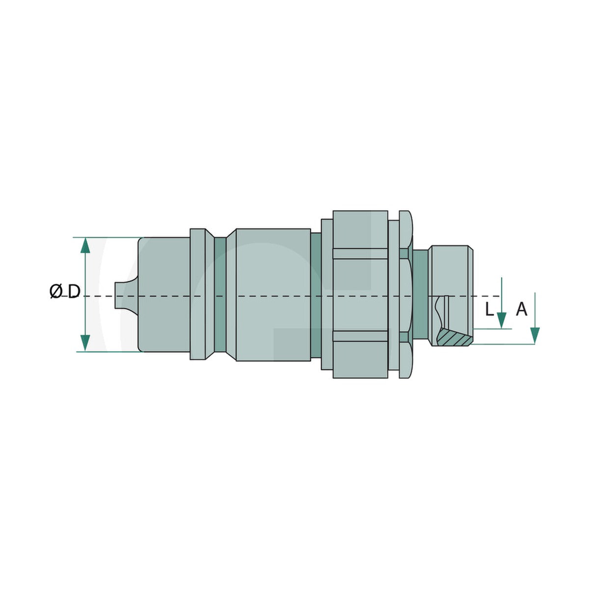 Schita dimensiuni Mufa cuplare KS 15L M22x1,5 DN12-BG3 Stecher de cuplare GRANIT 81511046