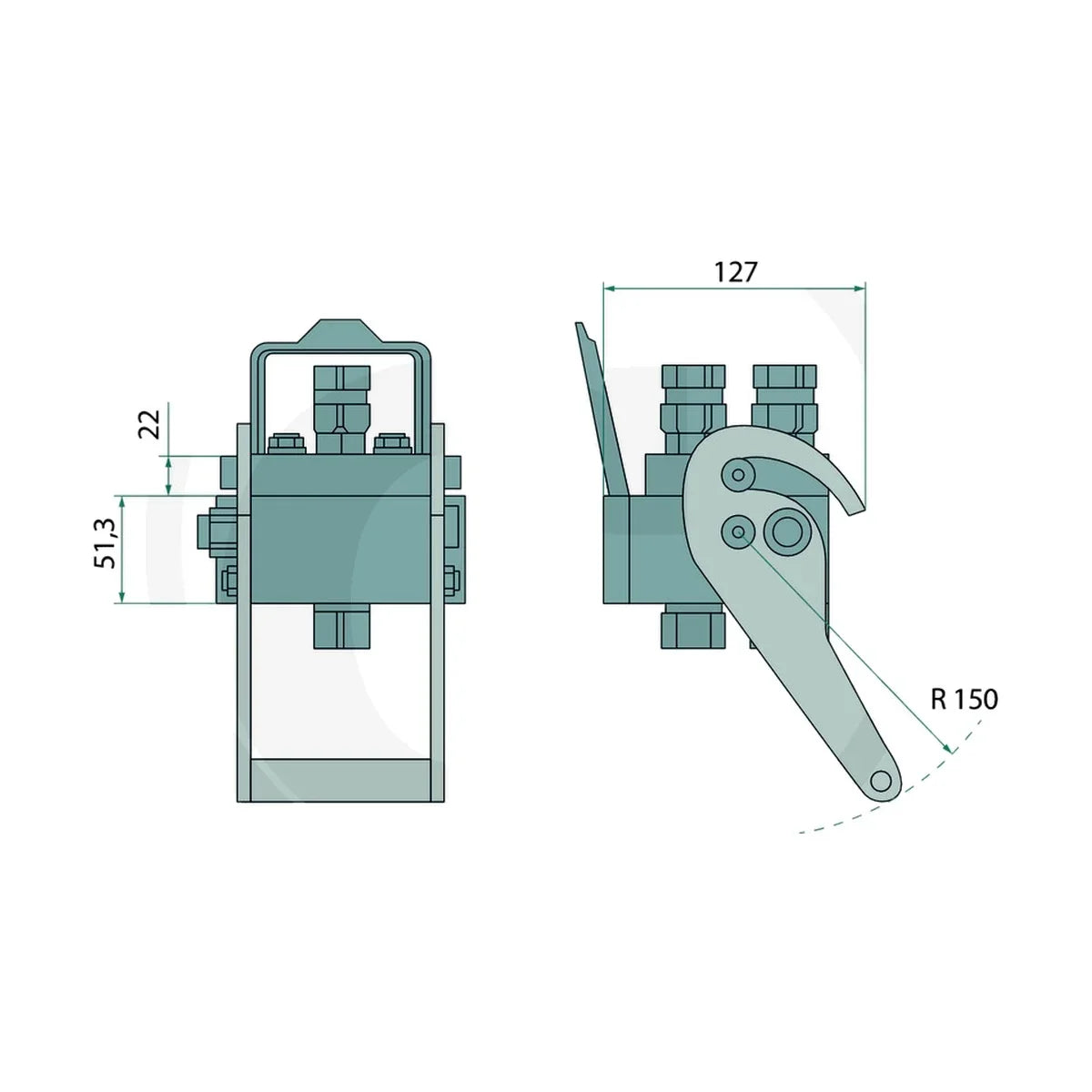 Schita dimensiuni Mufa IG 2x 1/2 BSP DN10 FASTER 86002003