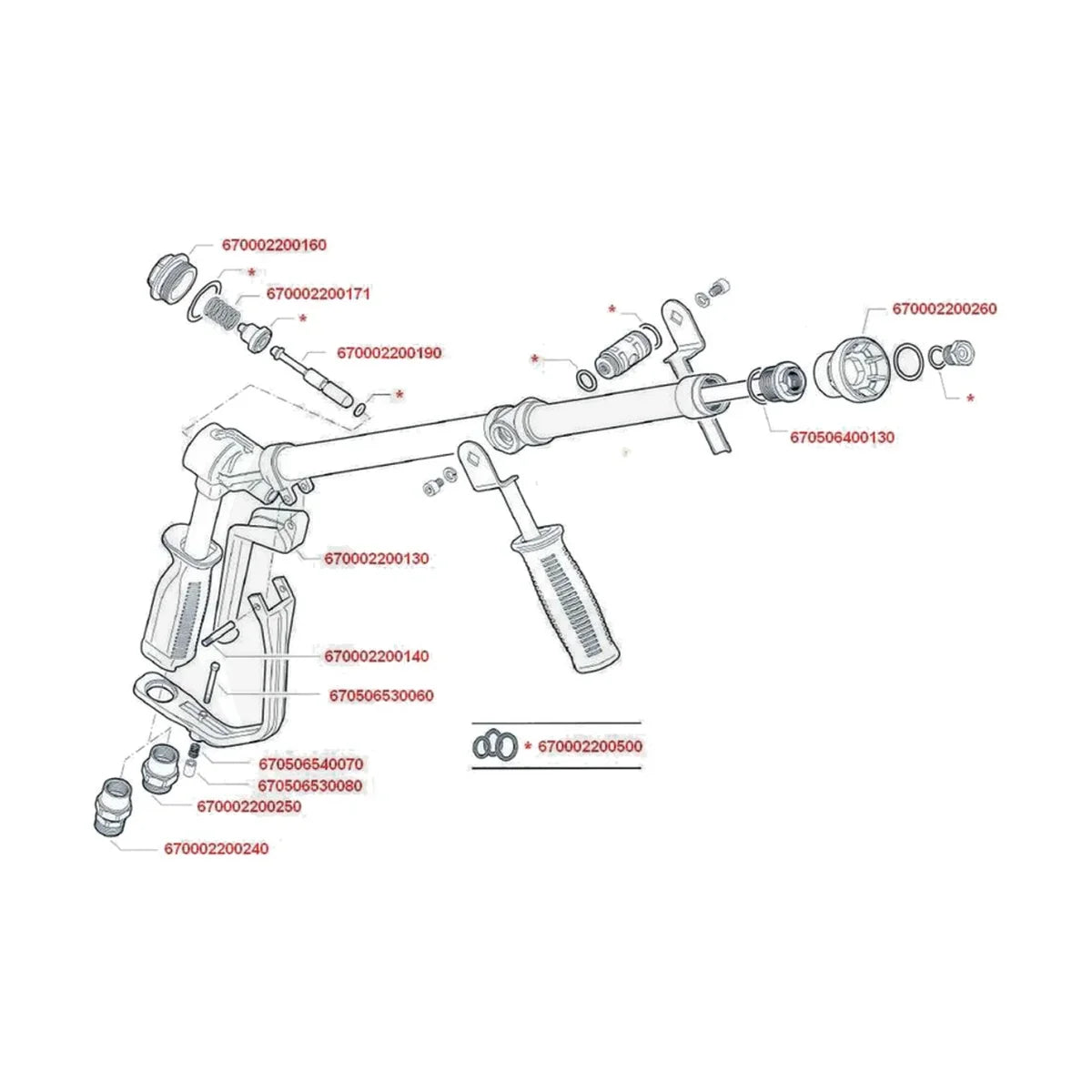 Schita dimensiuni Pistol pulverizare inalta presiune Top Gun Racord rotativ ARAG 670002203F