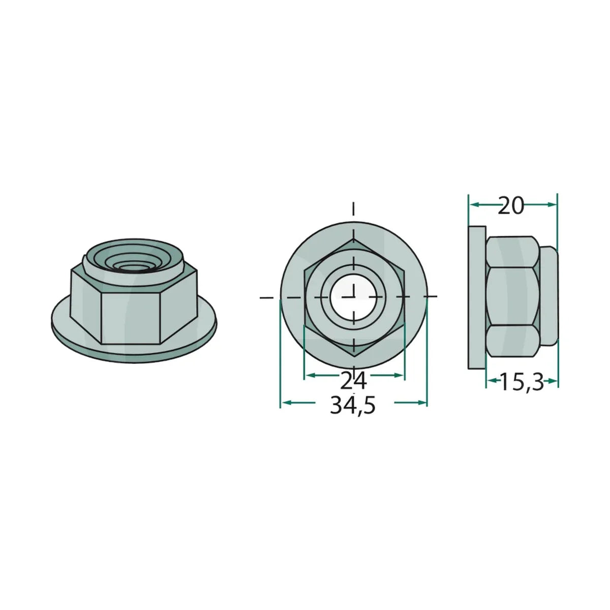 Schita dimensiuni Piulita cu guler M16 x 1, 5, 10.9 compatibila Lemken, Amazone, Rabe GRANIT 18051-16RMU