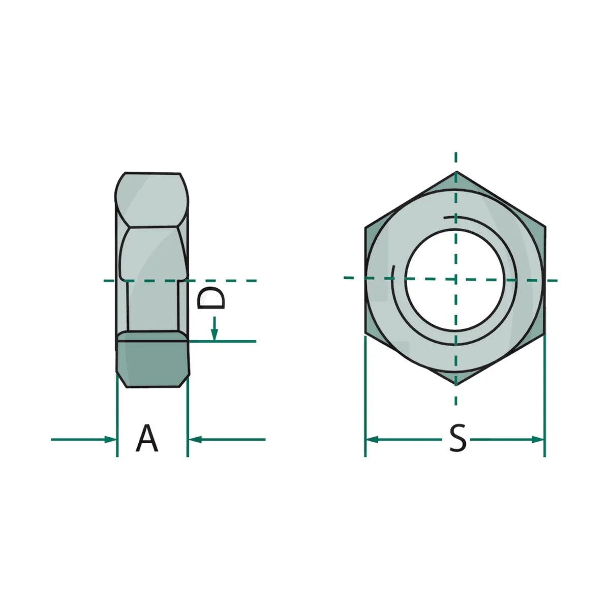 Schita dimensiuni Piulite hexagonale pentru Deutz-Fahr, Amazone, Pöttinger GRANIT 487934021