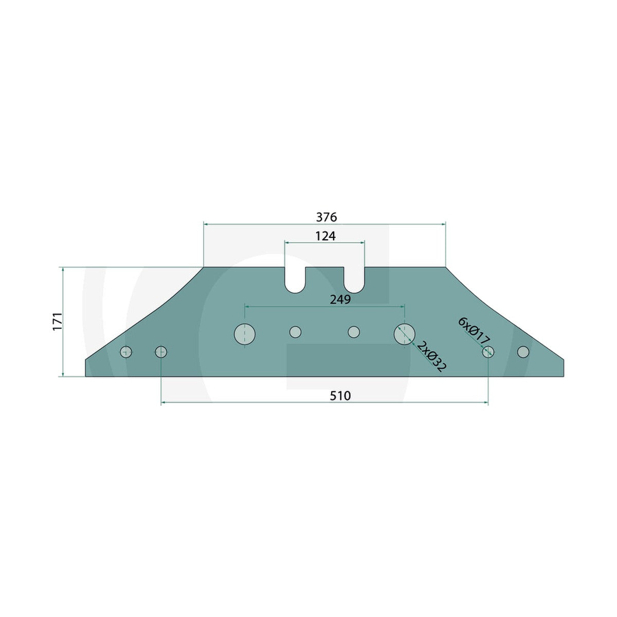 Schita dimensiuni Plaz lung, dreapta si stanga compatibil Kverneland GRANIT 56034 073609