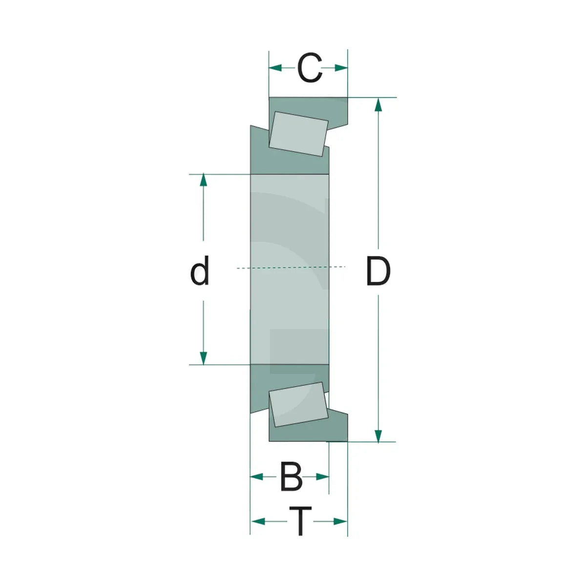 Schita dimensiuni Rulmentii role conice in interior, tip 30309 pentru Zetor, Amazone, Welger GRANIT 80530309