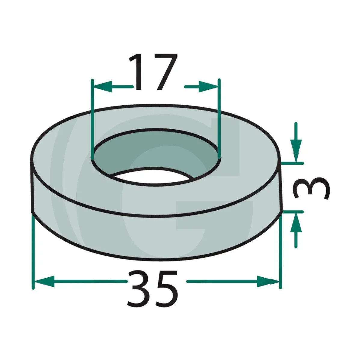 Schita dimensiuni Saiba 17 x 35 x 3 mm GRANIT 18063-FEI-64